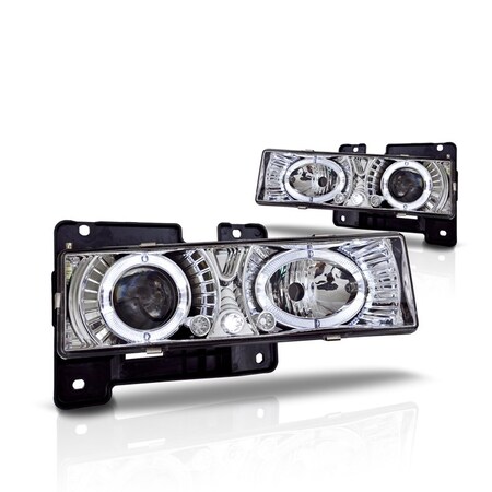 Winjet Halo Projector Head Lights - Chrome / Clear CHWJ-0002-C